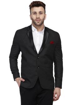 Black  Cotton Poly Blazer For Men