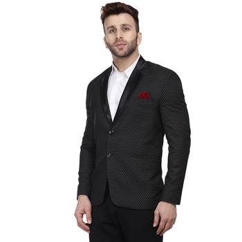 Black  Cotton Poly Blazer For Men 2