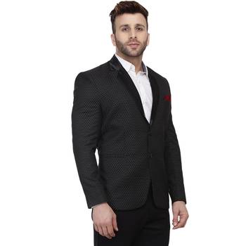 Black  Cotton Poly Blazer For Men 3
