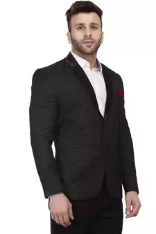 Black  Cotton Poly Blazer For Men