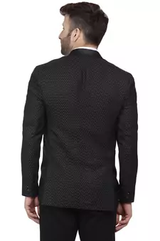 Black  Cotton Poly Blazer For Men