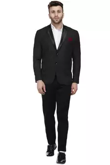Black  Cotton Poly Blazer For Men
