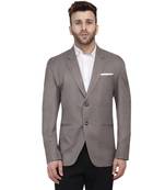 Grey Plain Cotton Poly Blazer For Men