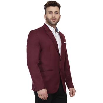Maroon Plain Cotton Poly Blazer For Men 4