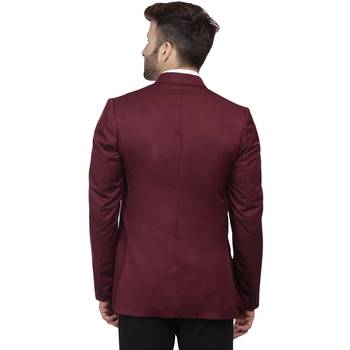 Maroon Plain Cotton Poly Blazer For Men 5