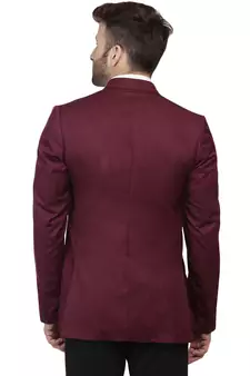 Maroon Plain Cotton Poly Blazer For Men