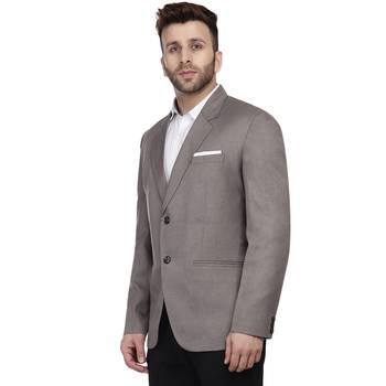 Grey Plain Cotton Poly Blazer For Men 2