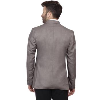 Grey Plain Cotton Poly Blazer For Men 4