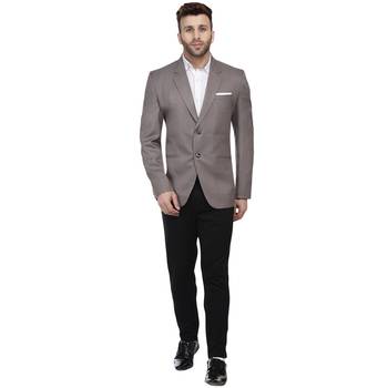 Grey Plain Cotton Poly Blazer For Men 5