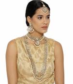 Traditional Kundan Pearl Wedding Choker Bridal Necklace Set Earrings & Maang Tikka For Women