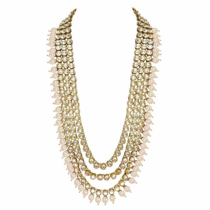 Traditional Kundan Pearl Wedding Choker Bridal Necklace Set Earrings & Maang Tikka For Women