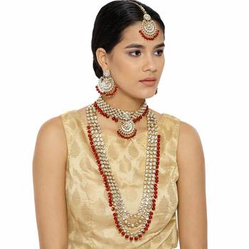 Traditional Kundan Pearl Wedding Choker Bridal Necklace Set Earrings & Maang Tikka For Women 1