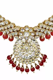 Traditional Kundan Pearl Wedding Choker Bridal Necklace Set Earrings & Maang Tikka For Women
