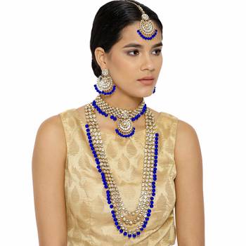Traditional Gold Plated Kundan Pearl Wedding Choker Bridal Necklace Set Earrings & Maang Tikka For Women 1