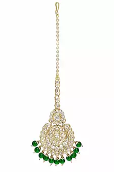 Traditional Kundan Pearl Wedding Choker Bridal Necklace Set Earrings & Maang Tikka For Women