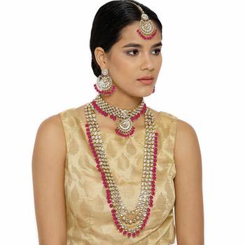 Traditional Kundan Pearl Wedding Choker Bridal Necklace Set Earrings & Maang Tikka For Women 1