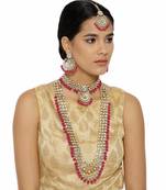 Traditional Kundan Pearl Wedding Choker Bridal Necklace Set Earrings & Maang Tikka For Women