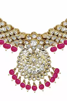 Traditional Kundan Pearl Wedding Choker Bridal Necklace Set Earrings & Maang Tikka For Women