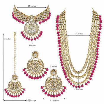 Traditional Kundan Pearl Wedding Choker Bridal Necklace Set Earrings & Maang Tikka For Women 4