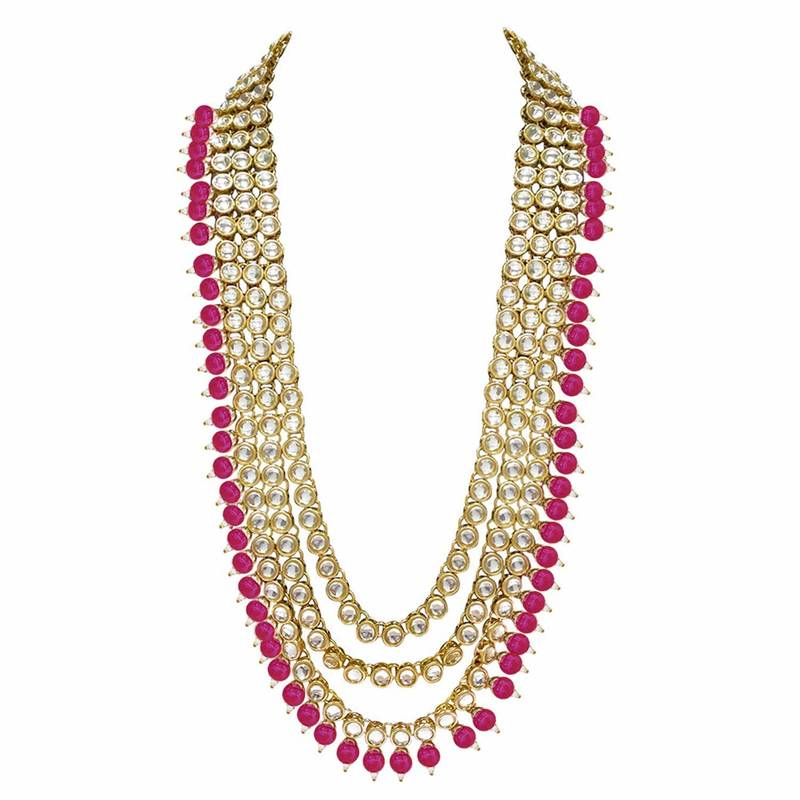 Traditional Kundan Pearl Wedding Choker Bridal Necklace Set Earrings & Maang Tikka For Women