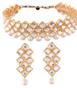 Traditional Kundan And Beads Choker Necklace Set For Women