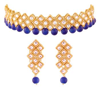 Traditional Kundan And Beads Choker Necklace Set For Women 1
