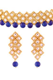 Traditional Kundan And Beads Choker Necklace Set For Women