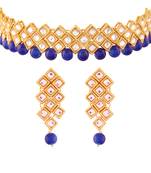 Traditional Kundan And Beads Choker Necklace Set For Women
