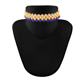 Traditional Kundan And Beads Choker Necklace Set For Women 3