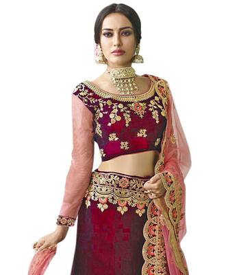 Bidal Purple Lahenga Choli Semi Stiched Lehngha Choli 1