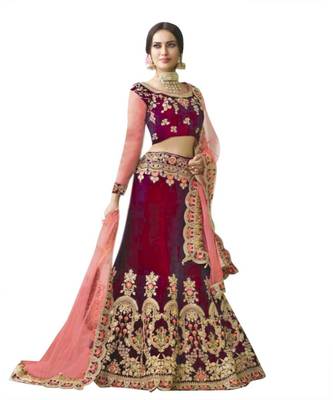Bidal Purple Lahenga Choli Semi Stiched Lehngha Choli 2