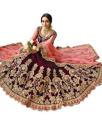 Bidal Purple Lahenga Choli Semi Stiched Lehngha Choli 3