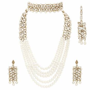 Traditional Pearl & Kundan Bridal Dulhan Jewellery Set For Women 2