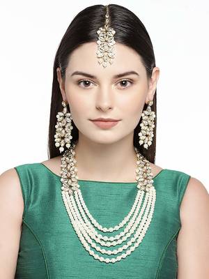 Traditional Pearl & Kundan Bridal Dulhan Jewellery Set For Women 4