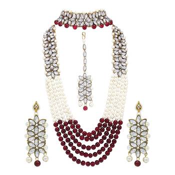 Traditional Pearl & Kundan Bridal Dulhan Jewellery Set For Women 2