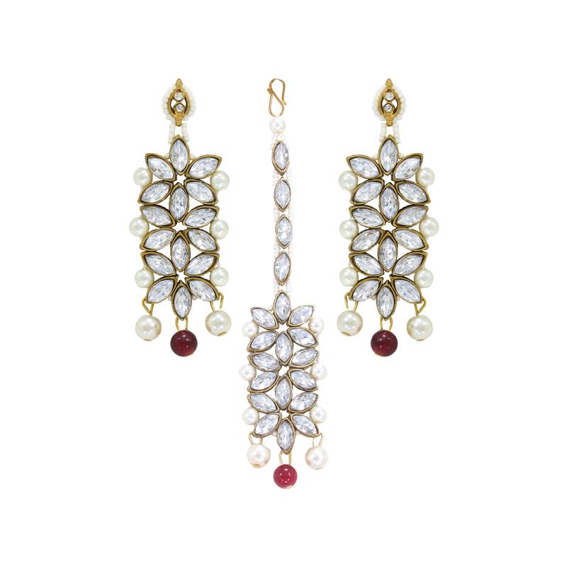 Traditional Pearl & Kundan Bridal Dulhan Jewellery Set For Women