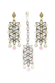 Traditional Pearl & Kundan Bridal Dulhan Jewellery Set For Women