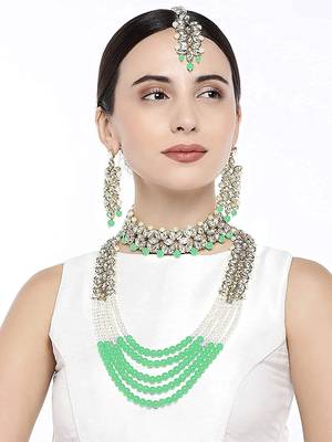 Traditional Gold Plated Pearl & Kundan Bridal Dulhan Jewellery Set For Women 1
