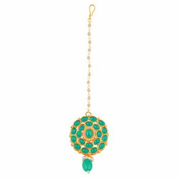 Traditional Deepika Style Bridal Pearl Choker Necklace Set With Maang Tikka 4