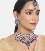 Traditional Deepika Style Bridal Pearl Choker Necklace Set With Maang Tikka