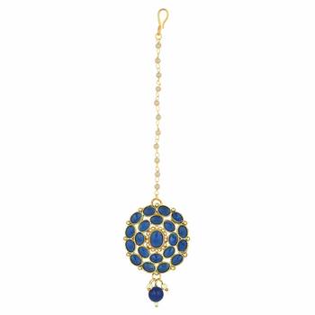 Traditional Deepika Style Bridal Pearl Choker Necklace Set With Maang Tikka 5