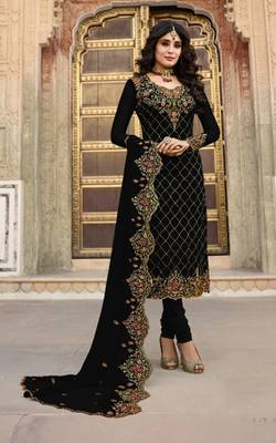 Black embroidered faux georgette salwar 1