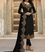 Black embroidered faux georgette salwar