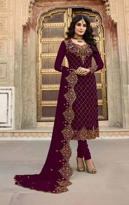 Purple embroidered faux georgette salwar 1