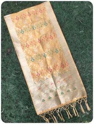 Yellow banarasi silk woven Dupatta 1
