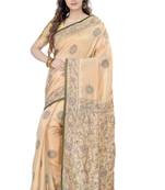 Gold Embroidered Dupion Silk Saree With Blouse