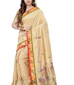 Gold Embroidered Dupion Silk Saree With Blouse