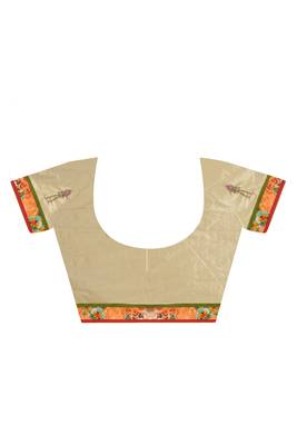 Gold Embroidered Dupion Silk Saree With Blouse 2