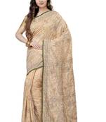 Gold Embroidered Dupion Silk Saree With Blouse