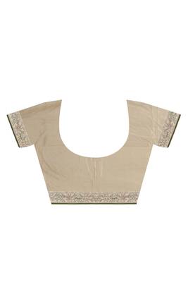 Gold Embroidered Dupion Silk Saree With Blouse 2
